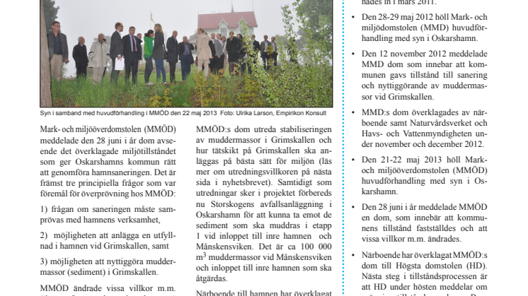 Nyhetsbrev 12 - Sanering av Oskarshamns hamnbassäng