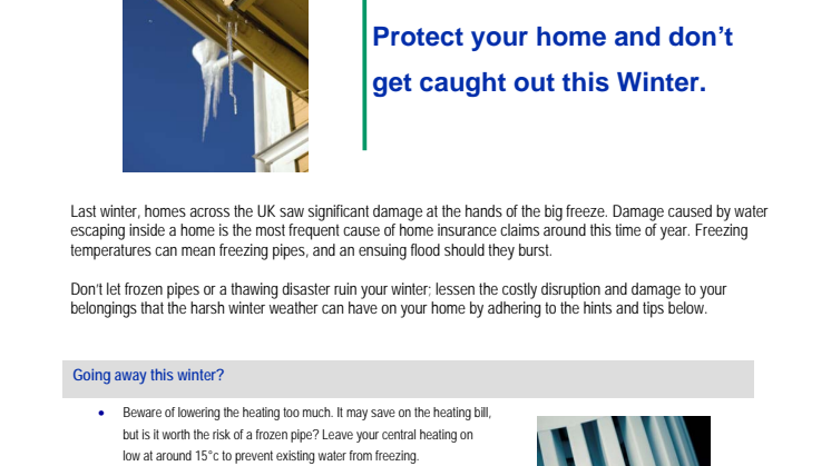 Allianz Winter Freeze Advice for Householders
