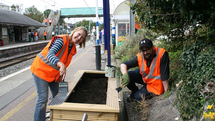 Royston residents joined forces with GTR colleagues to brighten up their station - more pictures available to download below