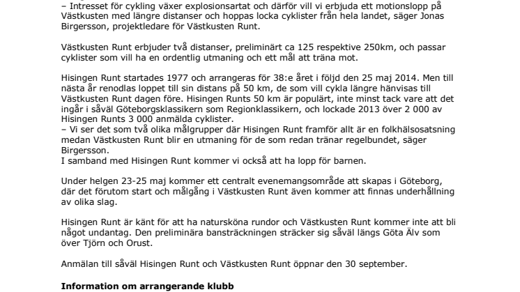 Västsveriges längsta motionslopp på cykel startas