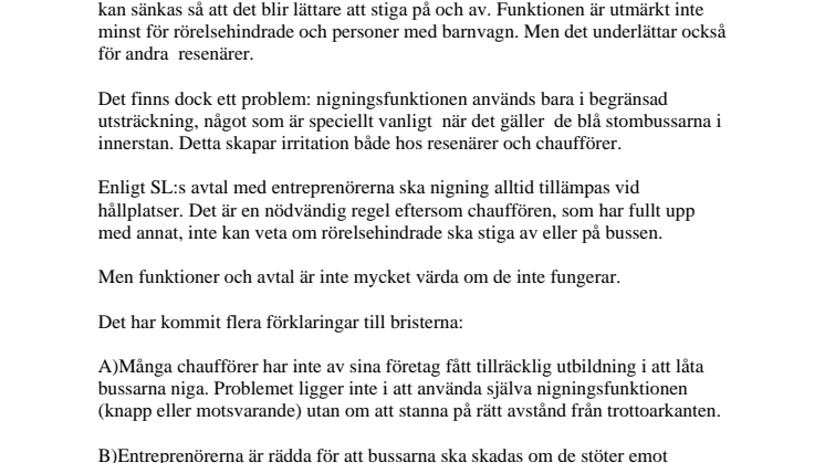 Interpellation om bussarnas nigningsfunktion