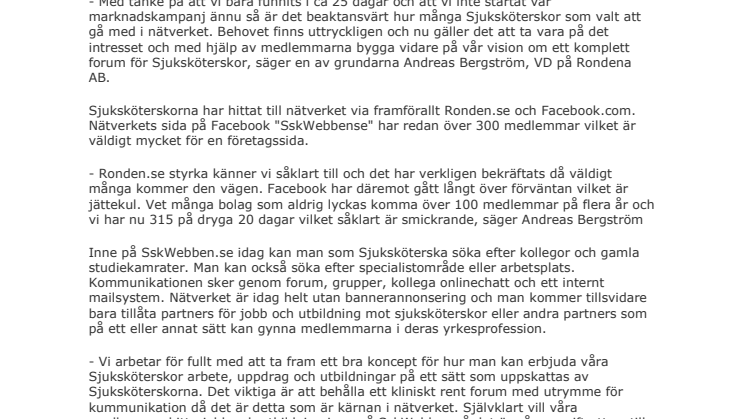 Succéstart för nätverk av Sjuksköterskor