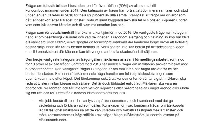 Bostadskonsumenternas vanligaste frågor