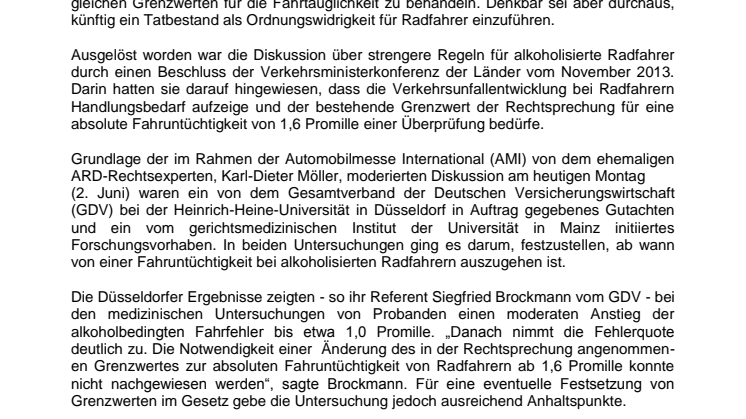 "Keine Gleichbehandlung von alkoholisierten Kraft- und Radfahrern!" 
