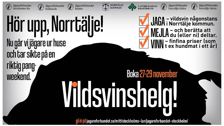 Vildsvinshelg i Roslagen 27-29 november får jägare att gå man ur huse