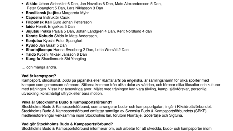 Budo- och kampsportgala på Rival 26 april