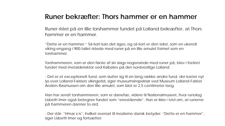 Runer bekræfter: Thors hammer er en hammer