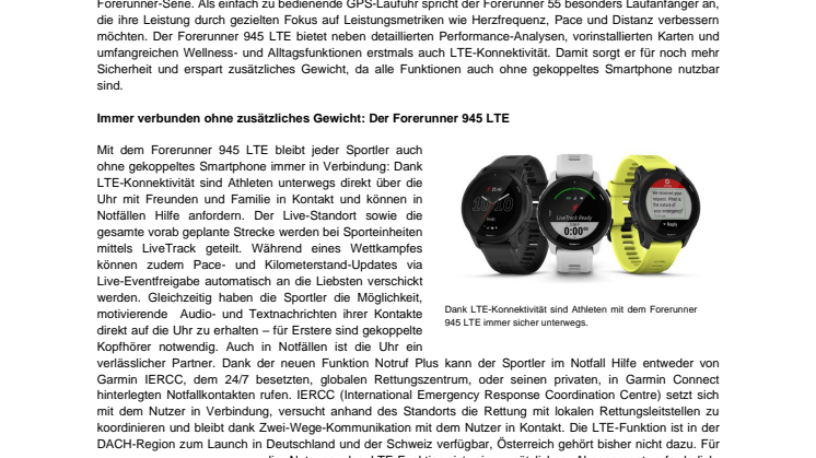 PM Garmin Forerunner 945 LTE und Forerunner 55