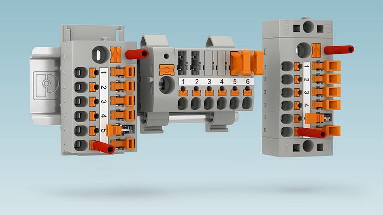 Ready-to-connect distribution blocks with integrated disconnect element