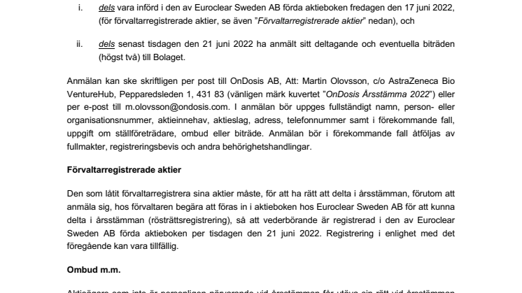 Kallelse årsstämma 2022 - OnDosis AB (publ) - 220530.pdf