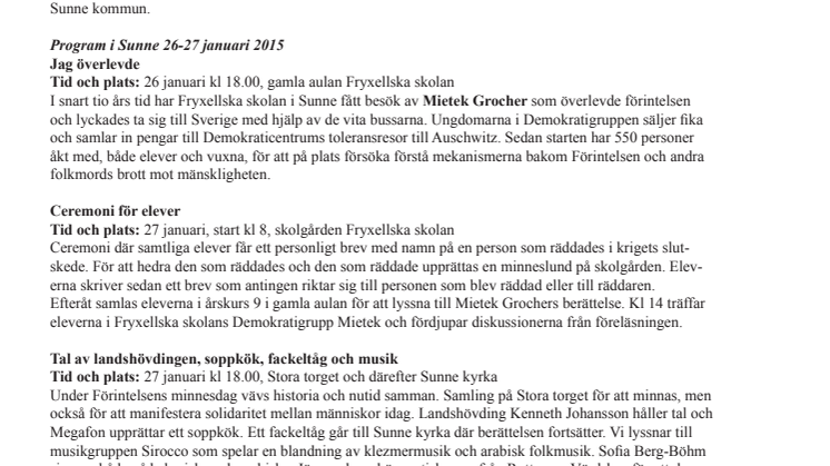 Förintelsens minnesdag i Sunne fokuserar på vikten av att hjälpa