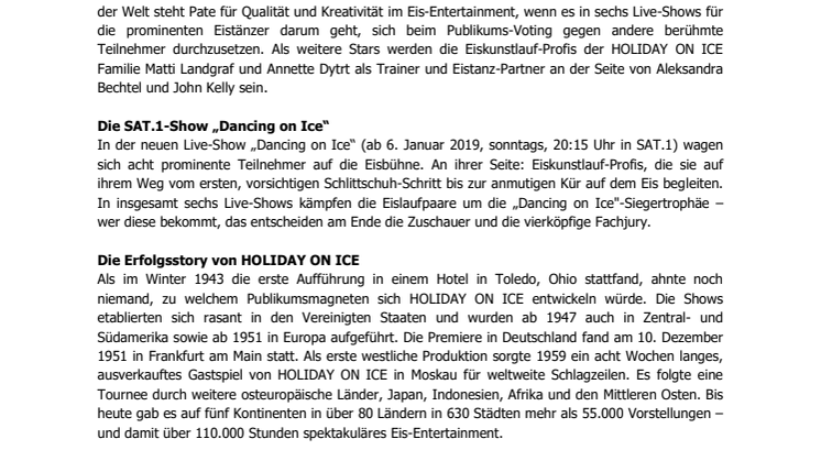 „Dancing on Ice“ kooperiert mit der erfolgreichsten Eisshow der Welt: Eiskunstlauf auf Weltklasse-Niveau als Vorbild