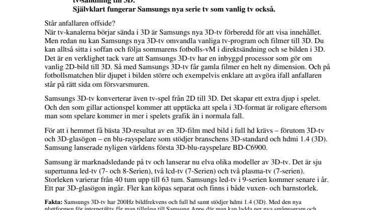 Avspark för Samsungs 3D-tv