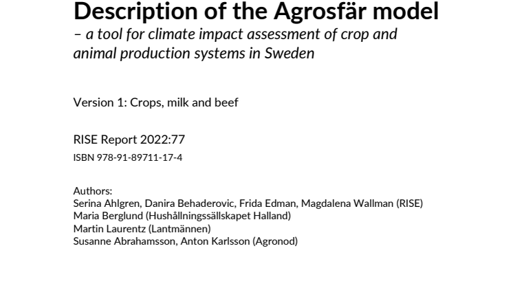 Rapport: Beräkningsmodellen i Agrosfär