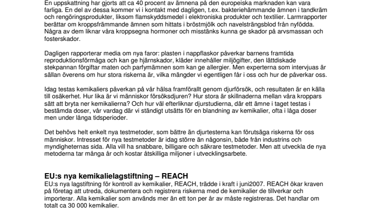 Nya testmetoder behövs för kemikalier