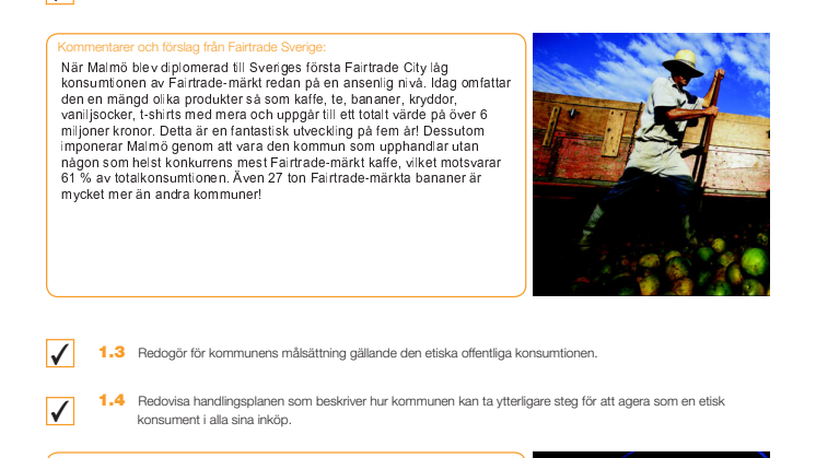 Feedback på förnyelseansökan av Fairtrade City-diplomering för Malmö