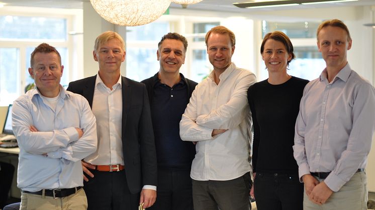 Instabank ledergruppen: Egil Botnen, Robert Berg. Farzad Jalily, Eivind Sverdrup, Lauren Pedersen og Gard Haugen
