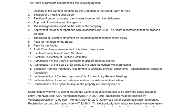 Notice of AGM