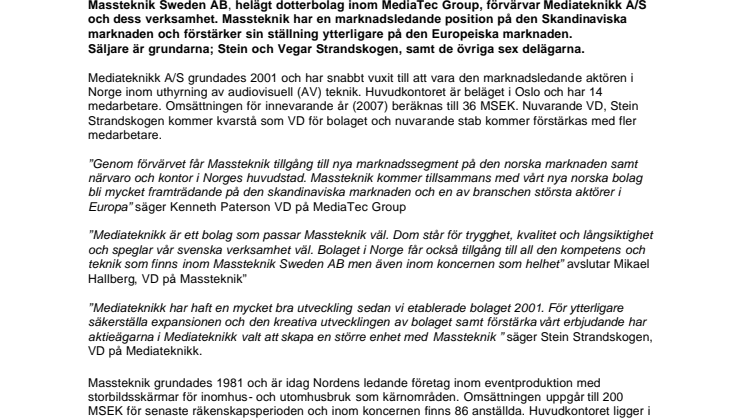 Massteknik förvärvar Norges ledande AV företag