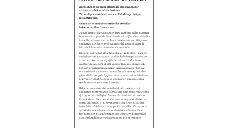 Faktablad om antibiotika och resistens