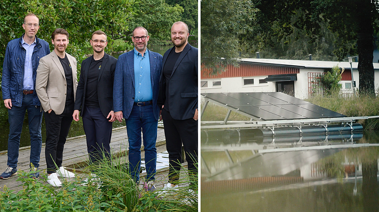 Teamet bakom Sunsurf Solar tillsammans med investerarna Fredrik Nyberg och Martin Norling.