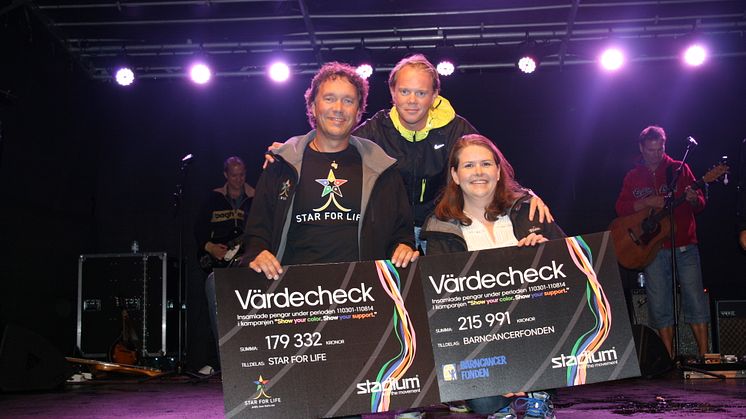 SOS Barnbyar, Star for Life, Barncancerfonden och Cancerfondens Rosa Bandet-kampanj tog tillsammans emot mer än 800 000 kronor på Heden i Göteborg.  