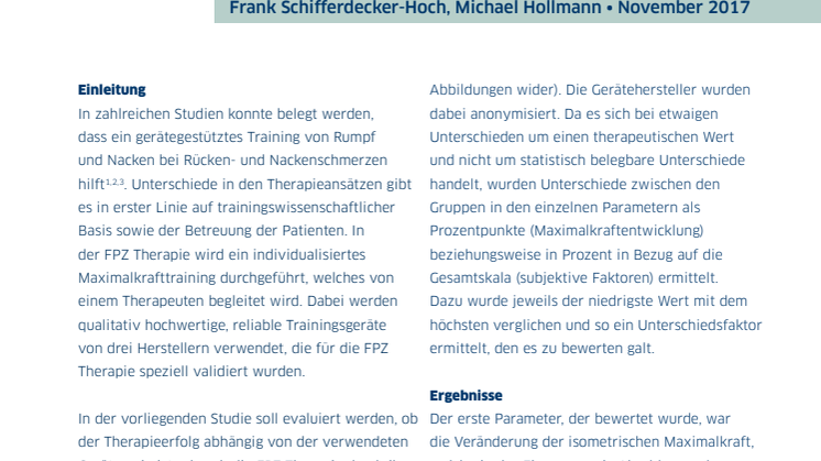 Handout zur FPZ Studie "Gesamtkonzept für den Therapieerfolg wichtiger als die eingesetzten Geräte"