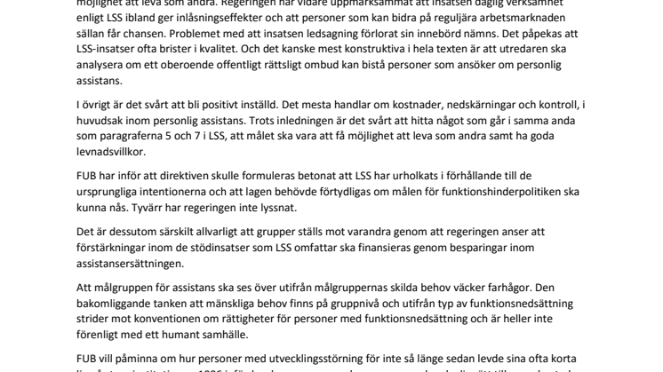FUB oroas av LSS-direktiven