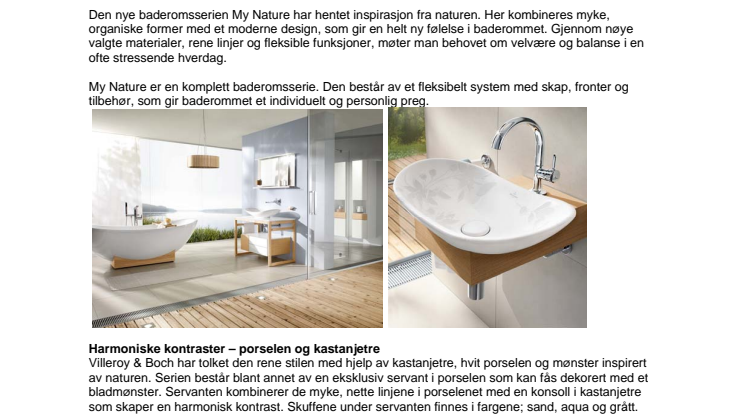 My Nature fra Villeroy & Boch bringer naturen inn i baderommet.