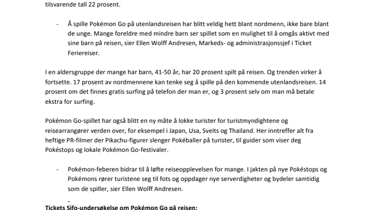 Hver tredje unge nordmann spiller Pokémon Go på reisen