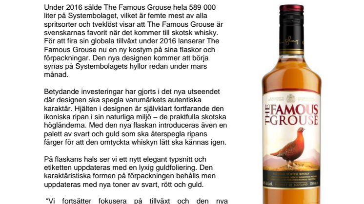 THE FAMOUS GROUSE FIRAR SIN TILLVÄXT MED NY DESIGN