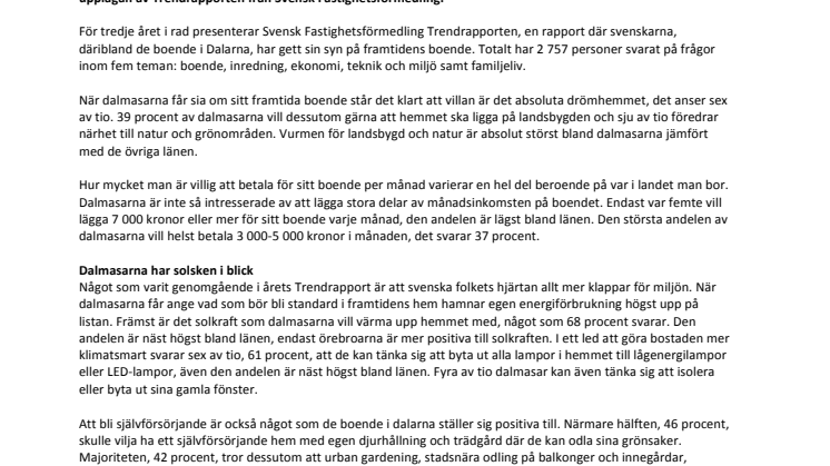 Trendrapporten 2014: Dalmasarna drömmer om landsbygd och energi från solen