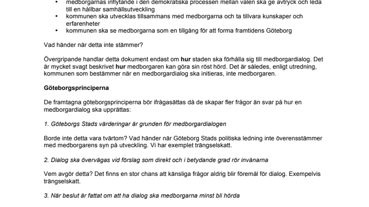 Vägvalet yrkar återremiss gällande rapport om medborgardialog
