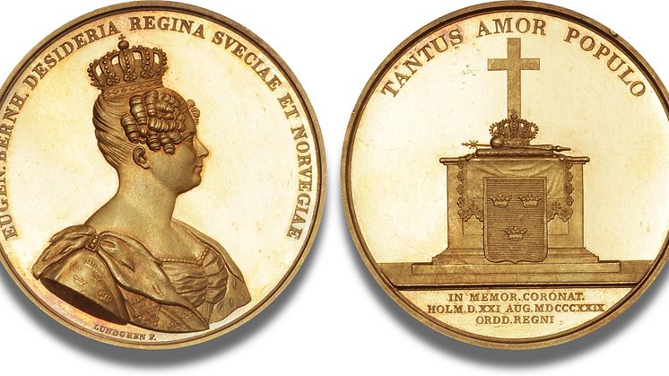 Sweden and Norway, Queen Desideria, 1818-1844, medal commemorating her coronation the 21 August 1829 - a truly marvelous specimen