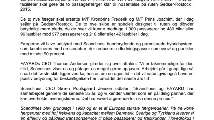 Scandlines og FAYARD underskriver kontrakt