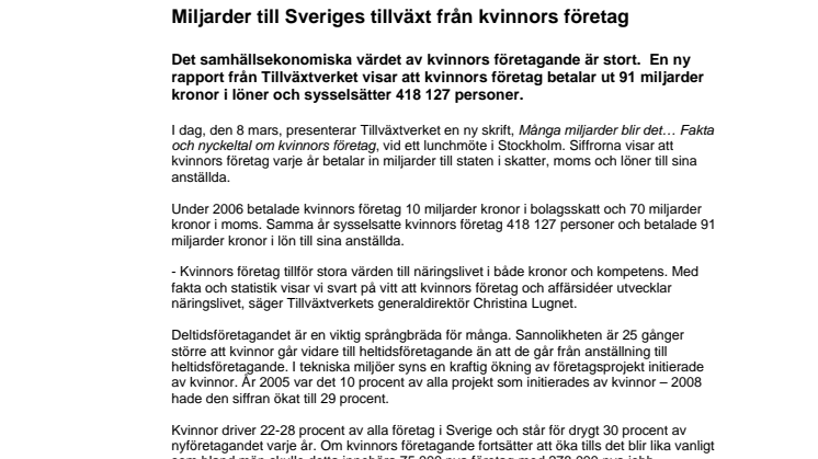 Miljarder till Sveriges tillväxt från kvinnors företag