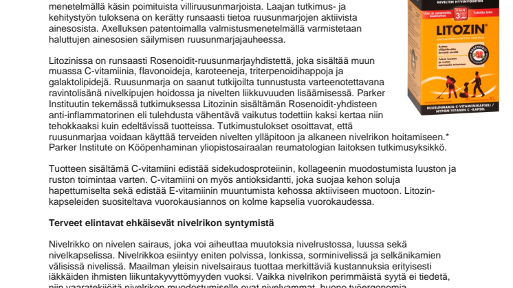 Litozin — uusi ruusunmarjakapseli nivelten hyvinvointiin