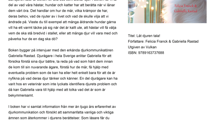Låt djuren tala! - av Felicia Franck & Gabriella Rastad