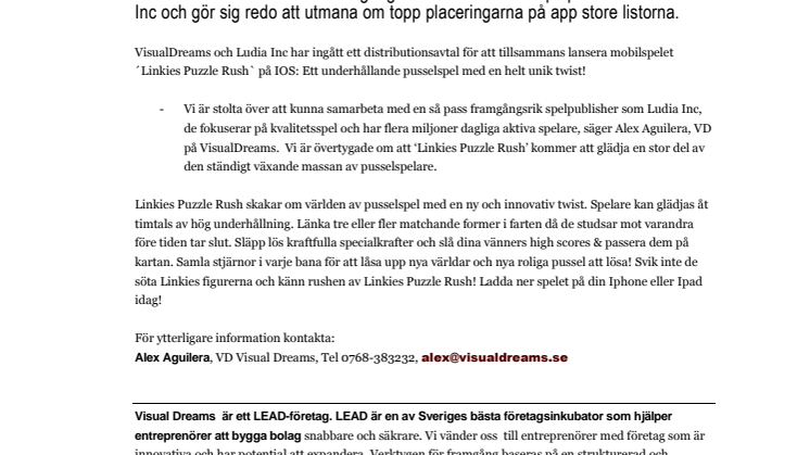 Svenska mobilspelstudion VisualDreams siktar på ännu ett miljonspel med nya Linkies Puzzle Rush