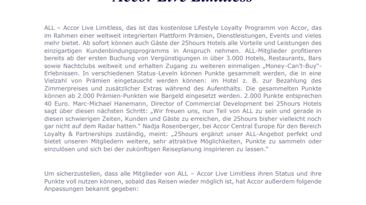 25hours Hotels wird Teil von ALL- Accor Live Limitless
