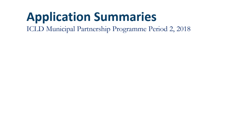 ICLD Municipal Partnership Programme Period 2, 2018