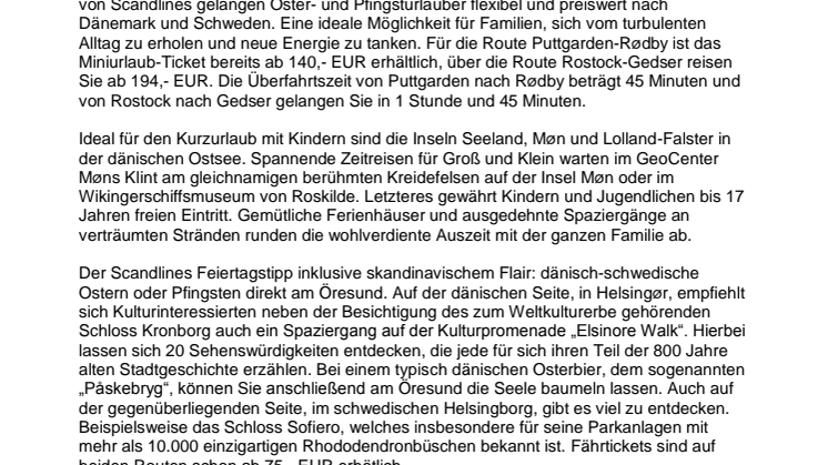 Buntes Erwachen: Mit dem Miniurlaub-Ticket von Scandlines über Ostern und Pfingsten Skandinavien entdecken