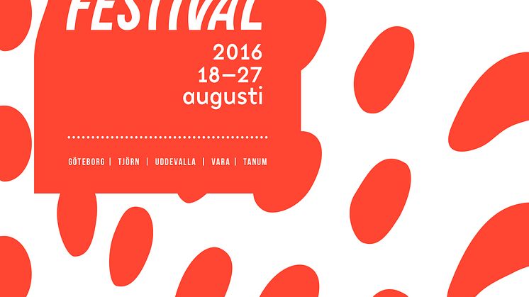 Affischexempel med mönster (röd) Göteborgs dans- och teaterfestival