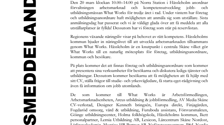 Rekordmånga anmälda som utställare till What Works