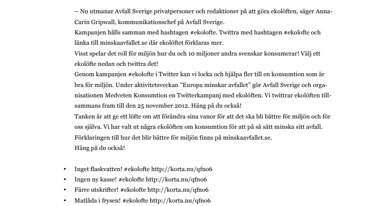 Vi uppmanar till #ekoloften!