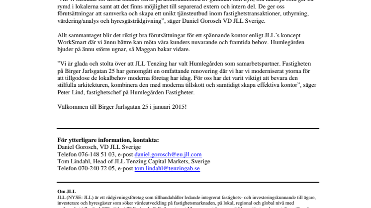 JLL och Tenzing flyttar samman