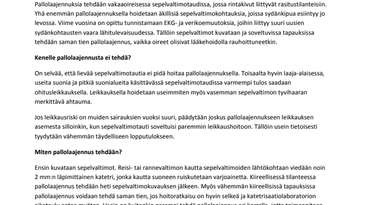 Taustatietoa sepelvaltimon pallolaajennuksesta