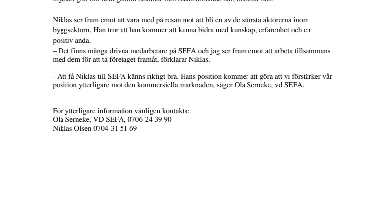 Topprekrytering till SEFA