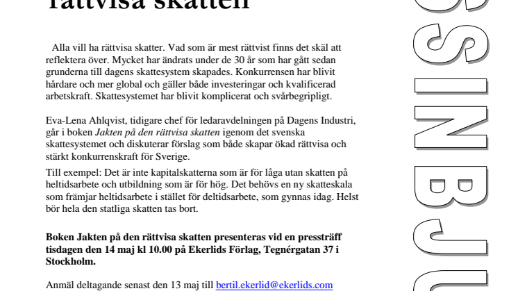  Inbjudan till presentation av boken Jakten på den rättvisa skatten av Eva-Lena Ahlqvist