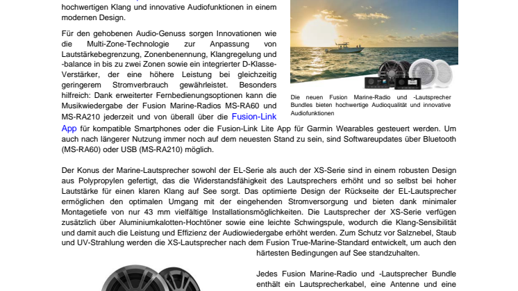 PM Garmin Fusion Marine-Radio und -Lautsprecher Bundles